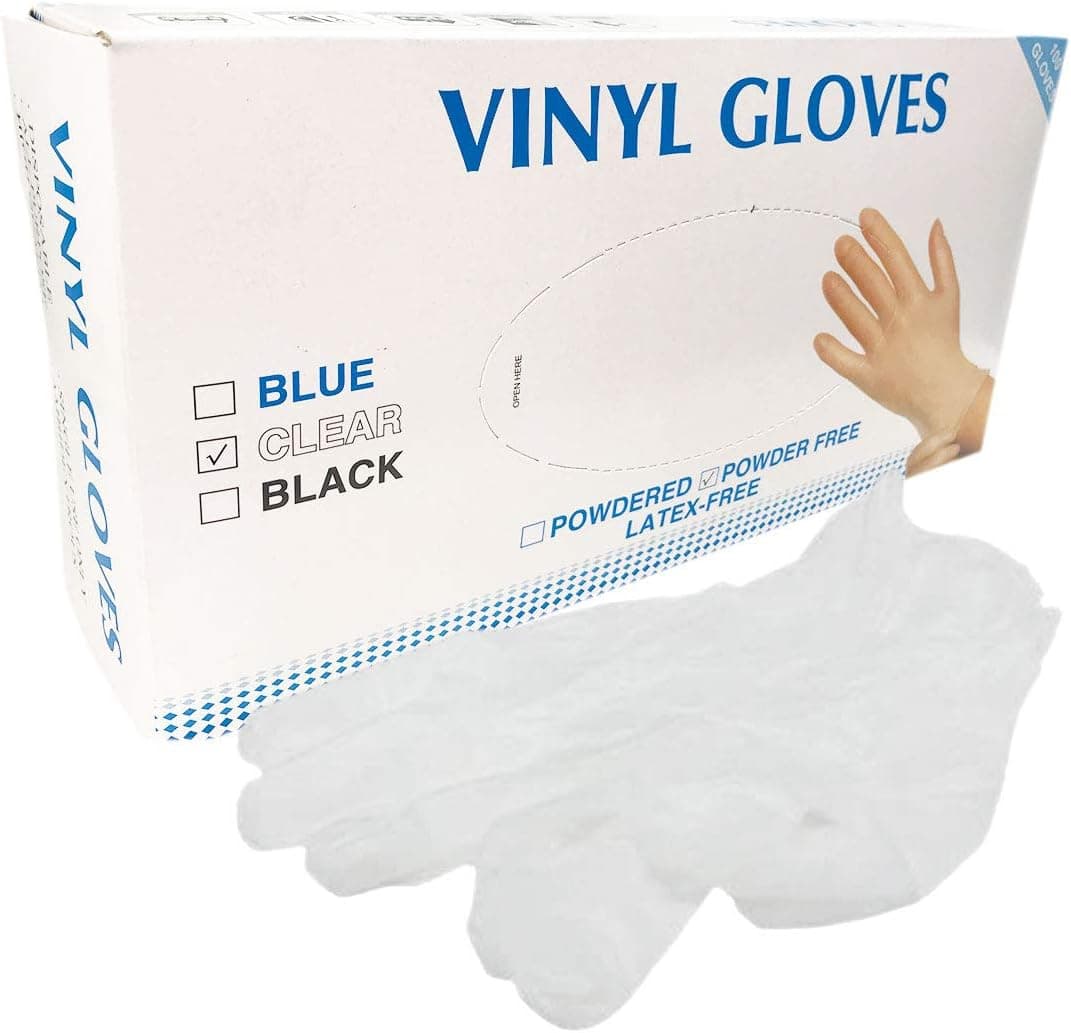 LUTEMA Latex Free Clear Talc Free Vinyl Gloves Box with 100 Gloves Anti-Static Properties for Home Use Kitchen Work Safety Protection Medium