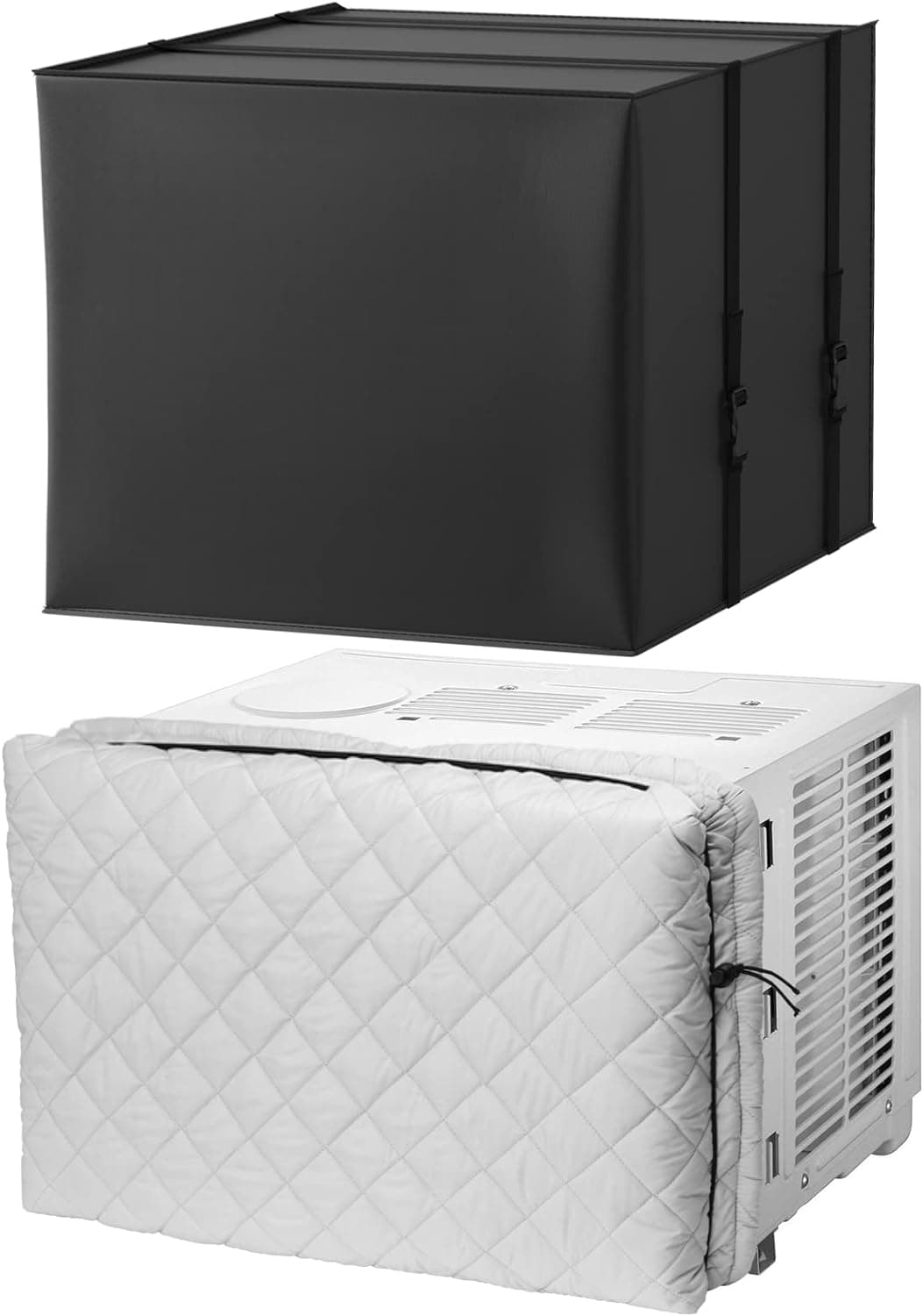 HOXHA 2 Pack Window Air Conditioner Cover, Indoor and Outdoor Air Conditioner Cover Set, Dust-Proof Waterproof AC Unit Covers for Winter, Inside 21" Lx15 Hx3.5 D and Outside 21" Wx16 Dx15 H