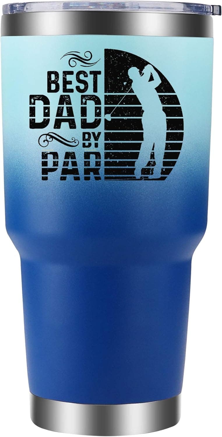 CAHERMORE COLLECTIONS Best Ever Dad Tumbler 30oz Light Blue Best Best Dad By Par. Ideal birthday or Father's Day present for Dad from Daughter or Son. Best Ever Dad Gifts