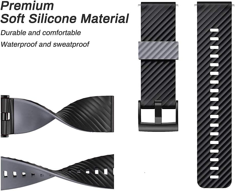 NotoCity Compatible with Suunto 7 Soft Silicone Band Suunto 9 Replacement Wristband for Men and Women Sports Watch Strap for Suunto 7/Suunto 9 Baro/Suunto 9 Spartan/Suunto 9 GPS Watch band, black-gray