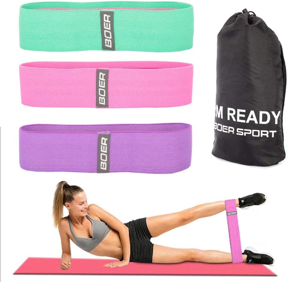 Resistance Fitness Bands for Legs and Butt, Exercise Bands Set of 3 Workout Exercise Hip Bands Non-Slip Bands for Squats, Deadlifts, Yoga, Sport