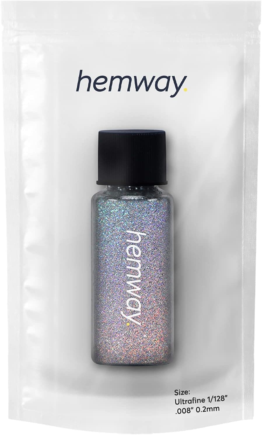 Hemway Glitter Tube 12.8g / 0.45oz Premium Sparkle Gel Nail Dust Art Powder Makeup Pigment Eyeshadow Face Body Eye Cosmetic Safe - Ultrafine (1/128" 0.008" 0.2mm) - Silver Holographic