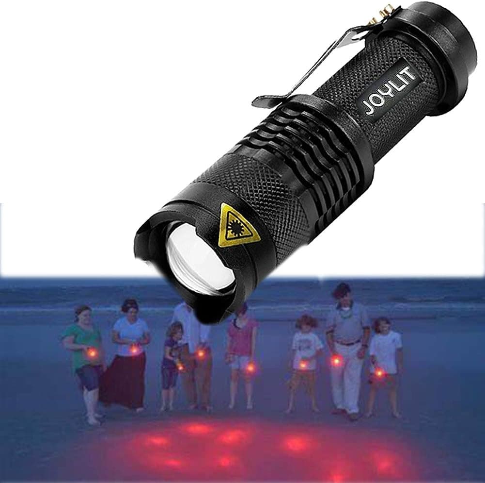 JOYLIT Red Light Flashlight, AA Battery Powered LED Torch Flashlight Red Light with 3 Modes, Waterproof Small Flashlights with Clip, Red Torch Light for Astronomy,Aviation,Night Observation