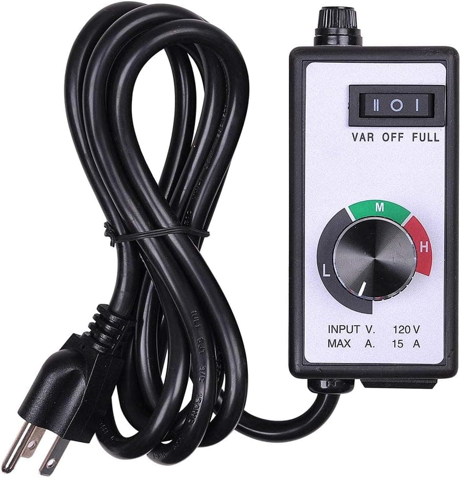 ZeHuoGe Variable Fan/Router Speed Controller Hydroponic Inline Blower Exhaust Control 1800W 3 Setting Built-In Grounded Control Outlet Metal Clamp At The Back US Delivery