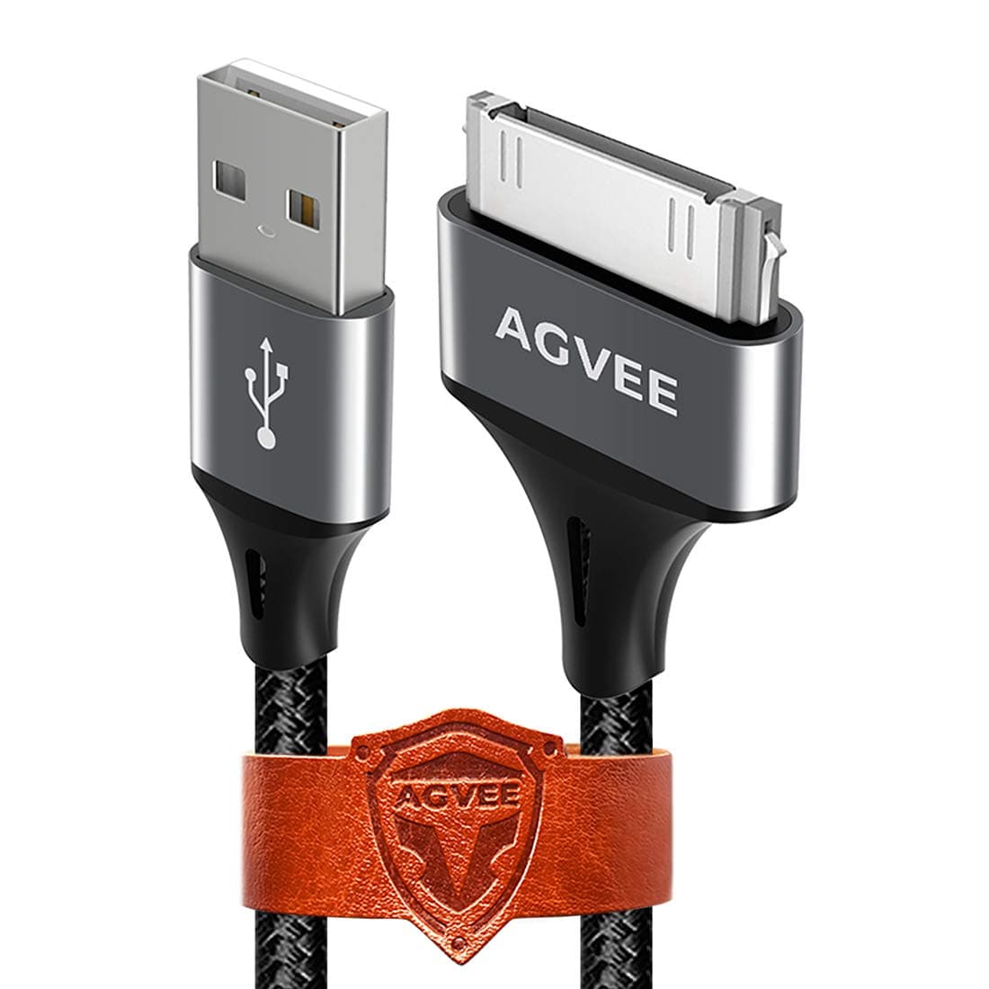 AGVEE 2 Pack 3.3ft for Old iPhone 4S Charging Cable, MFI Certified 30 Pin Braided Heavy Duty Fast Durable Charger Cord, Compatible with iPhone 4/4S iPad 1/2/3 iPod Classic Nano Touch, Dark Gray