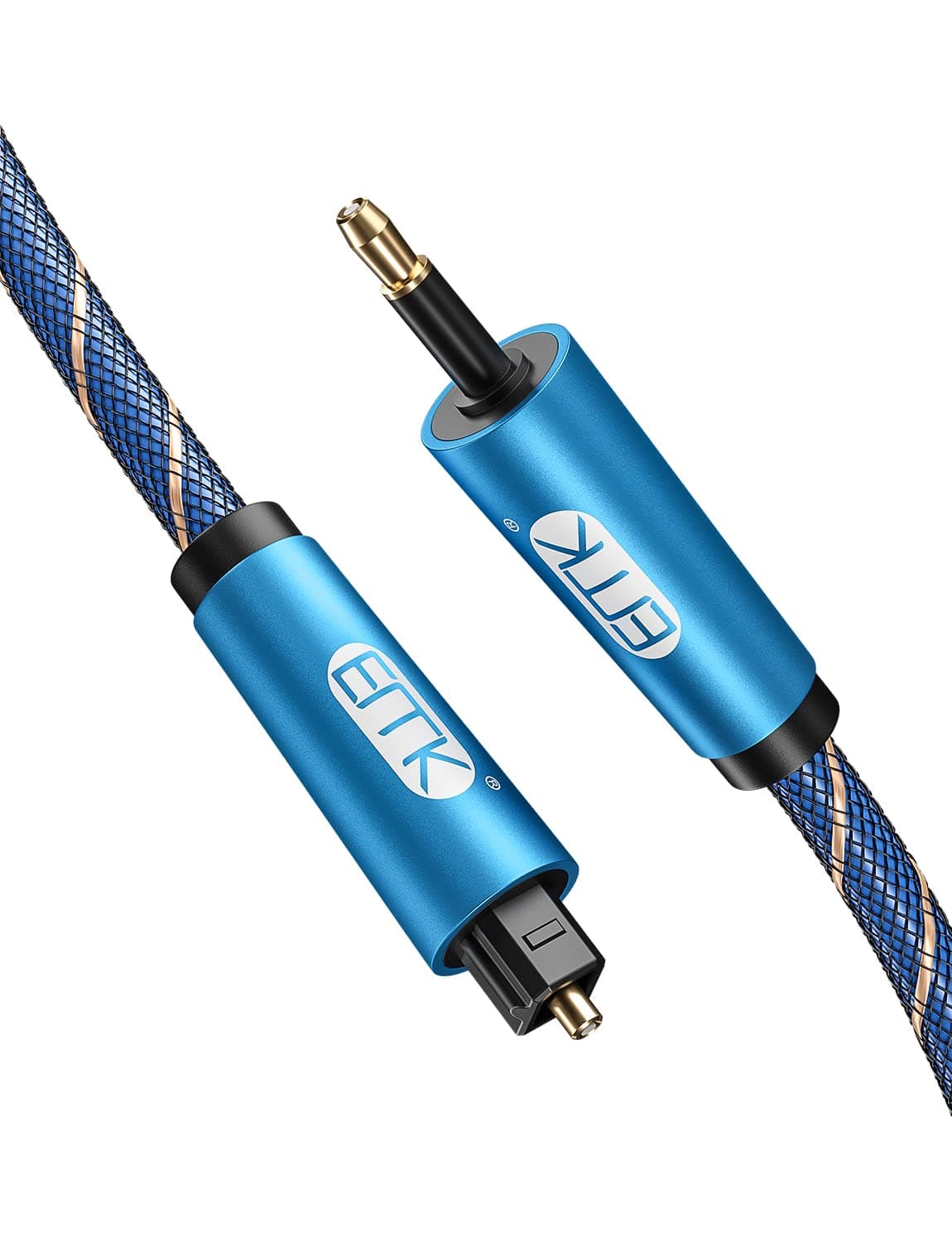 EMK® Toslink to Mini Toslink Digital Optical Audio Cables Nylon Braided S/PDIF Cable Fiber Optic Cables for Home Theater, Sound Bar, TV, PS4, Xbox, Playstation and More(26ft/8m)