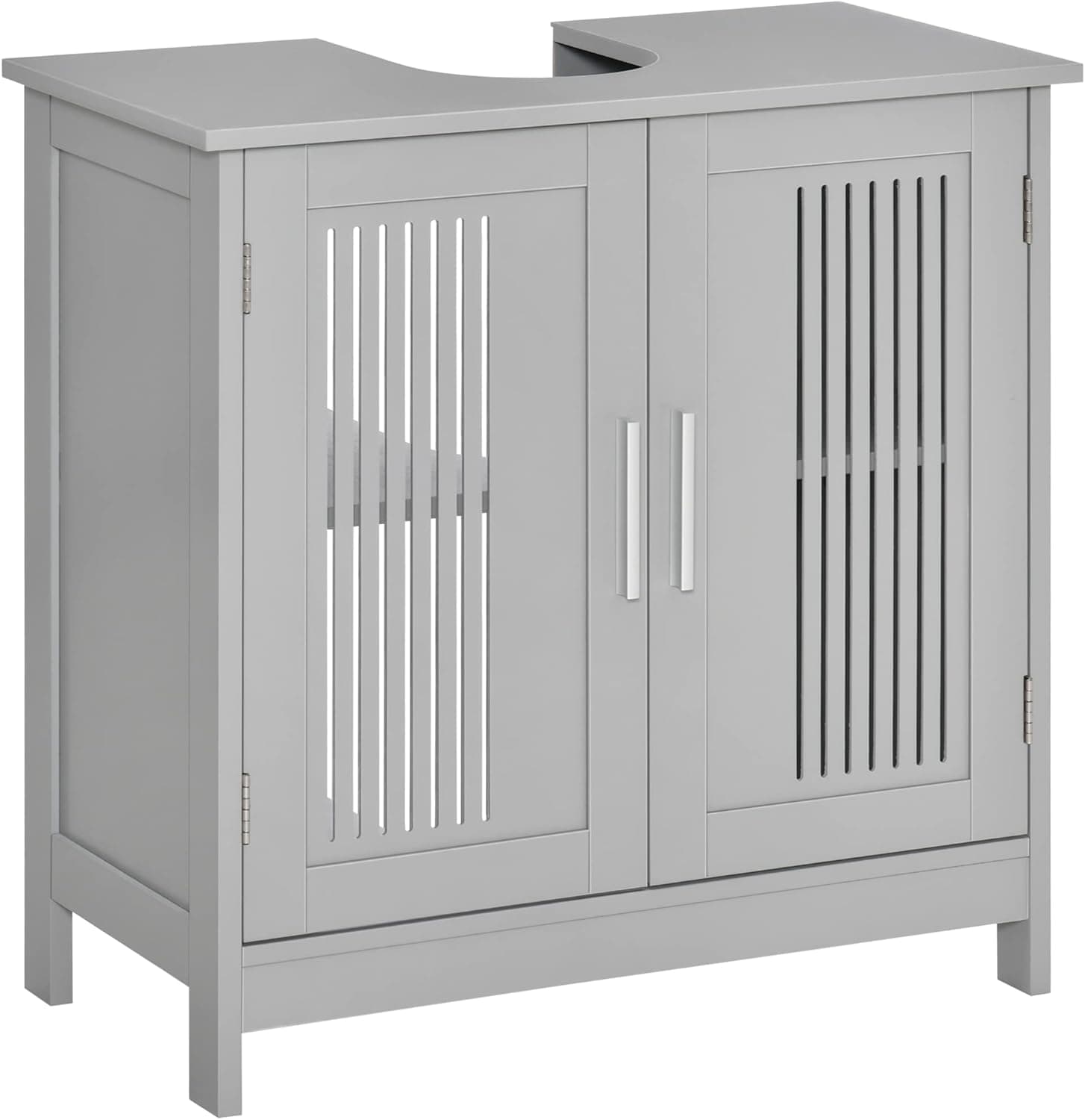 kleankin Modern Under Sink Cabinet with 2 Doors, Pedestal Under Sink Bathroom Cupboard with Adjustable Shelves, Grey