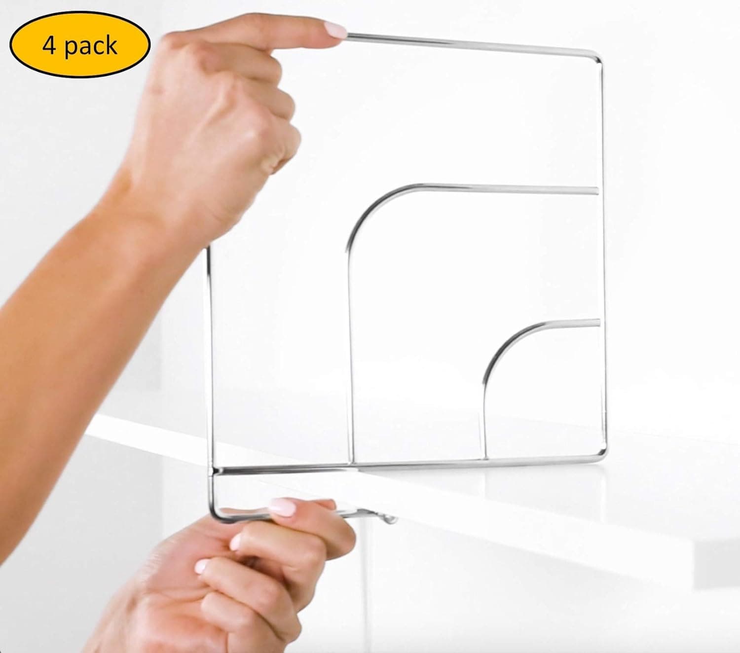 Closet Organizer and Shelf Divider Separator| Organization Storage for Home, Clothing, Books, and Kitchen Appliances | Pack of 4 or 6, Simple Sleek Metal Design, Durable, Adjustable–by Nessentials