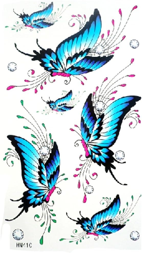 GGSELL King Horse Waterproof temporary tattoos sexy blue butterfly