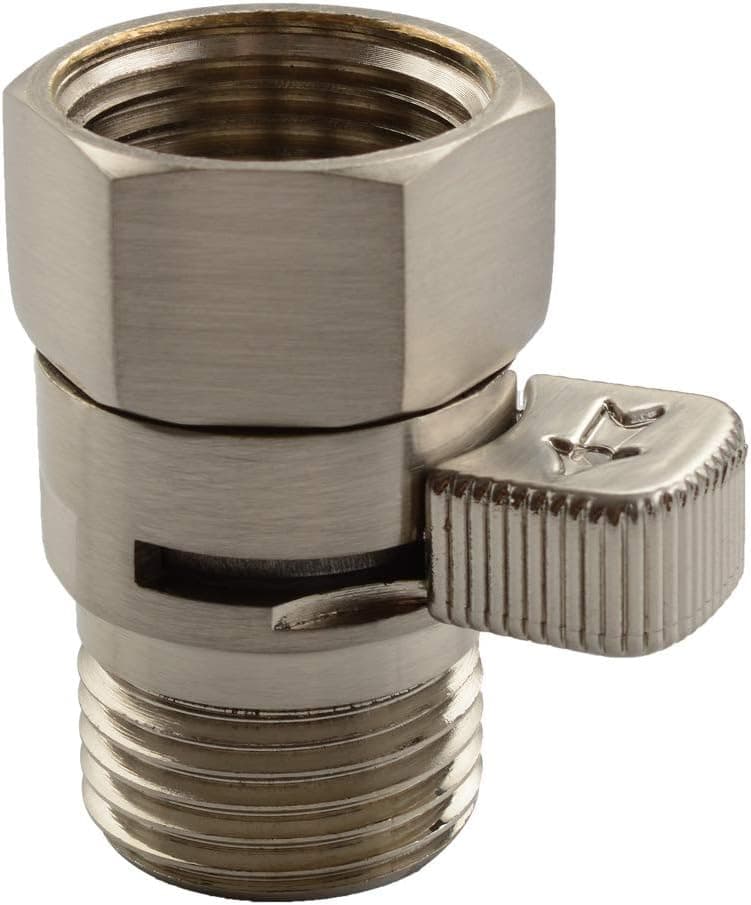 Shower Flow Control Valve, Suyar Brass Water Volume Adjust Valve, Shower Head Shut Off Valve, Water Pressure Regulator for Handheld Shower Brushed Nickel