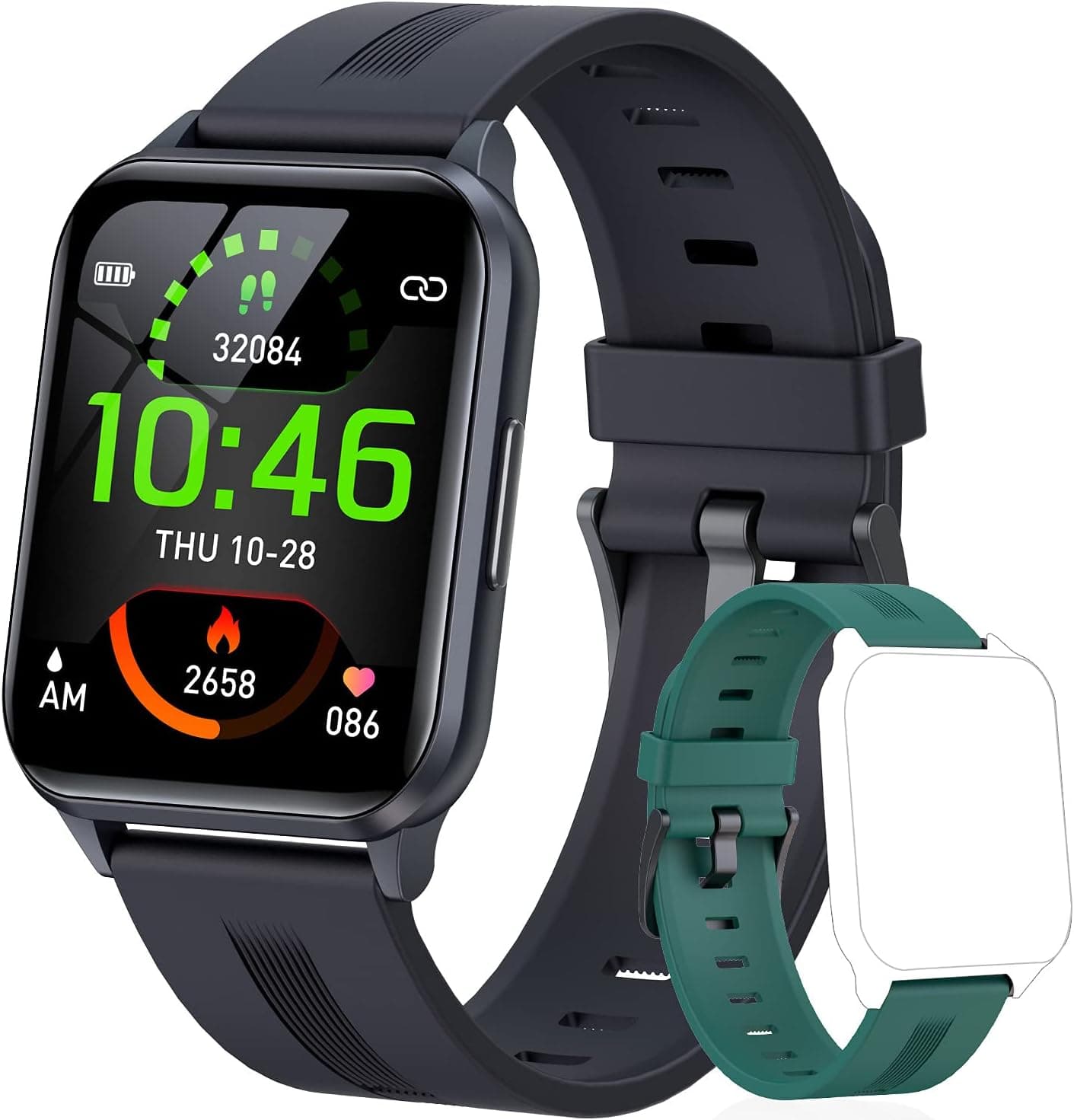 Smart Watch for Men and Women, 1.69" DIY Watch Face Fitness Tracker, IP68 Waterproof Fitness Watch with Heart Rate and Sleep Monitor, Calorie Step Counter Activity Tracker for Android and iOS (Green)