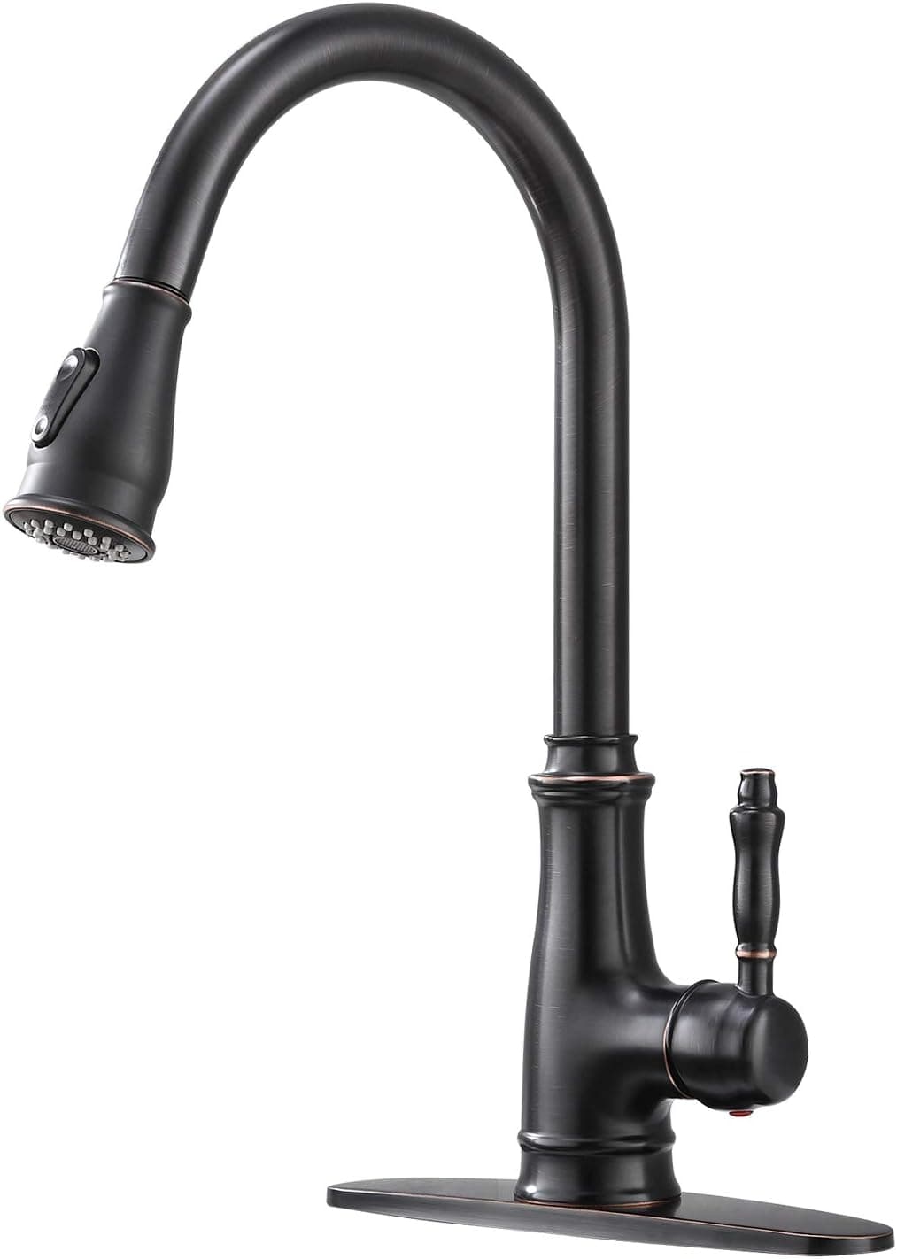 VOKIM Single Handle Pull Down Sprayer Oil Rubbed Bronze Kitchen Faucet Stainless Steel Kitchen Sink Faucet, Commercial Single HandleKitchen Faucet Bronze With Deck Plate