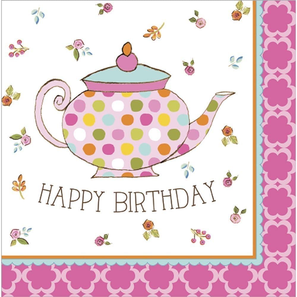 Creative Converting Tea Time Luncheon Napkin Happy Birthday Party Supplies (32-Pack)
