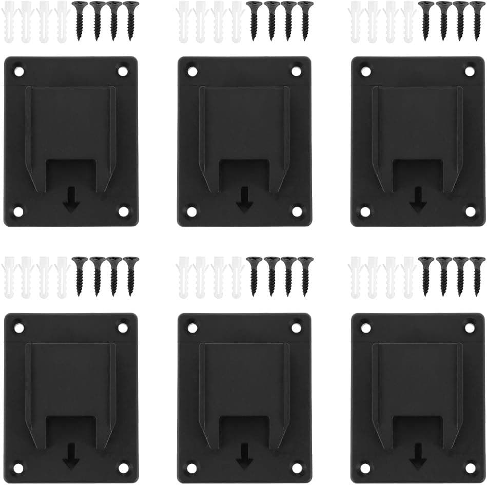Welpettie 6pcs Tool Holder Mount Fit for Dewalt 20V, ABS Plastic Drill Tool Hanger and Mount Fit For Dewalt 12V/20V & Milwaukee M18 Tools with Screws