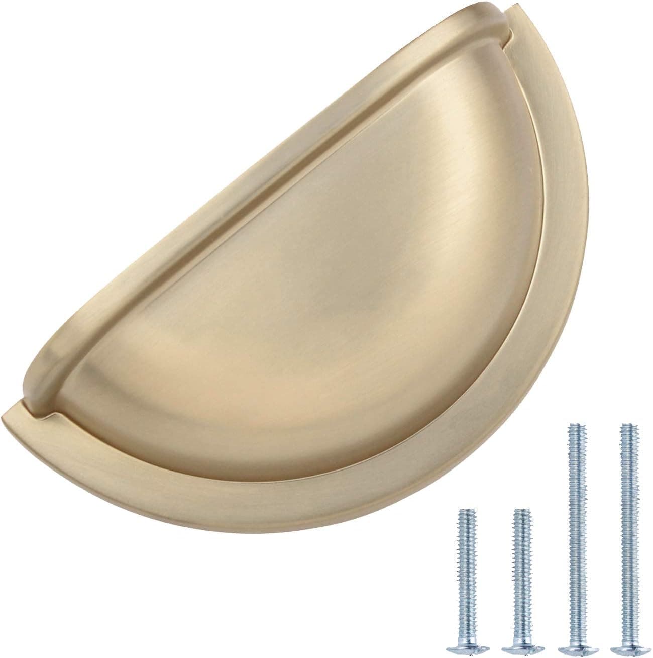 Amazon Basics Traditional Bin Cup Drawer Pull, 3.43-inch Length (3-inch Hole Center), Golden Champagne, 10-pack