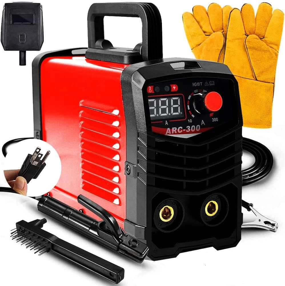 Evargc Stick Welder, Single Phase 110V 300Amp ARC Welder Machine, IGBT Inverter Welding Machines Digital Display LCD Hot Start Arc Force Anti-Stick, Electrodes from 1/16 in. to 3/32 in