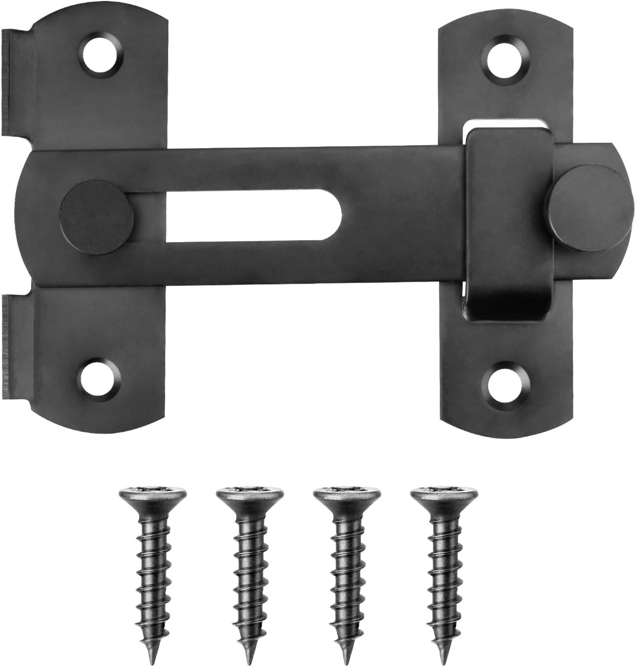 Gate Flip Latch, (2 Pack) 3 inch Black Flat Barn Door Latch Hook, Solid Metal Shutter Latch, Safety Slide Bar Gate Lock Hardware Add More Security and Privacy
