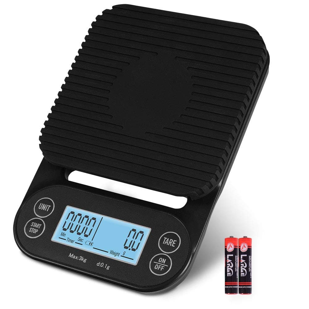 Fuzion Coffee Scale with Timer, Beeps Function, 3000g/0.1g Digital Coffee Scale with LCD Backlight, Espresso Scale Timer, High Accuracy Kithen Scale for Coffee Brewing, Baking, Food, Battery Included