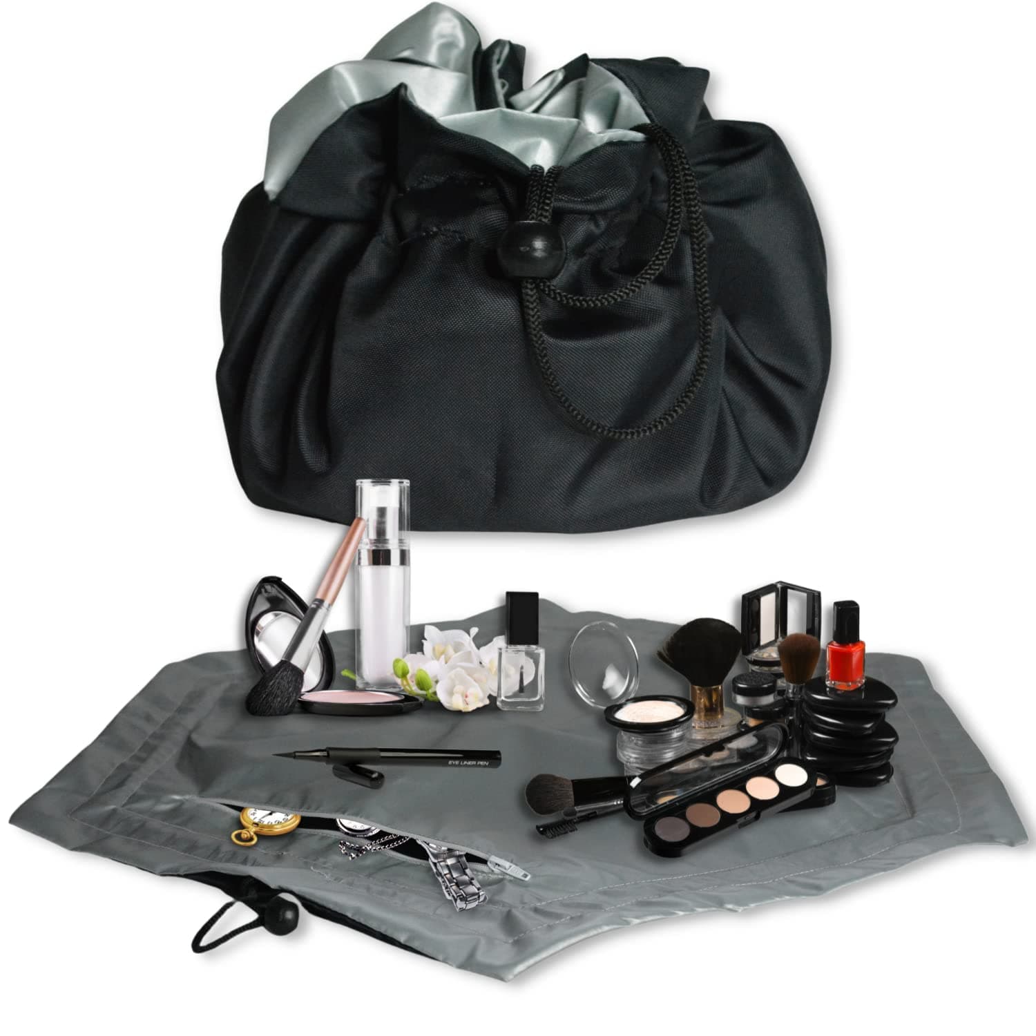 Drawstring Makeup Bag - Travel, Toiletry & Cosmetic Organizer - Daily Use & Ideal for Gifts - Magic Cosmetic Bag - Portable Makeup Bag for ladies