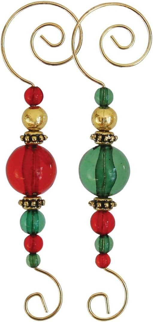 Old World Christmas Ornaments: Beaded Hooks, Set of 6 Glass Blown Ornaments for Christmas Tree