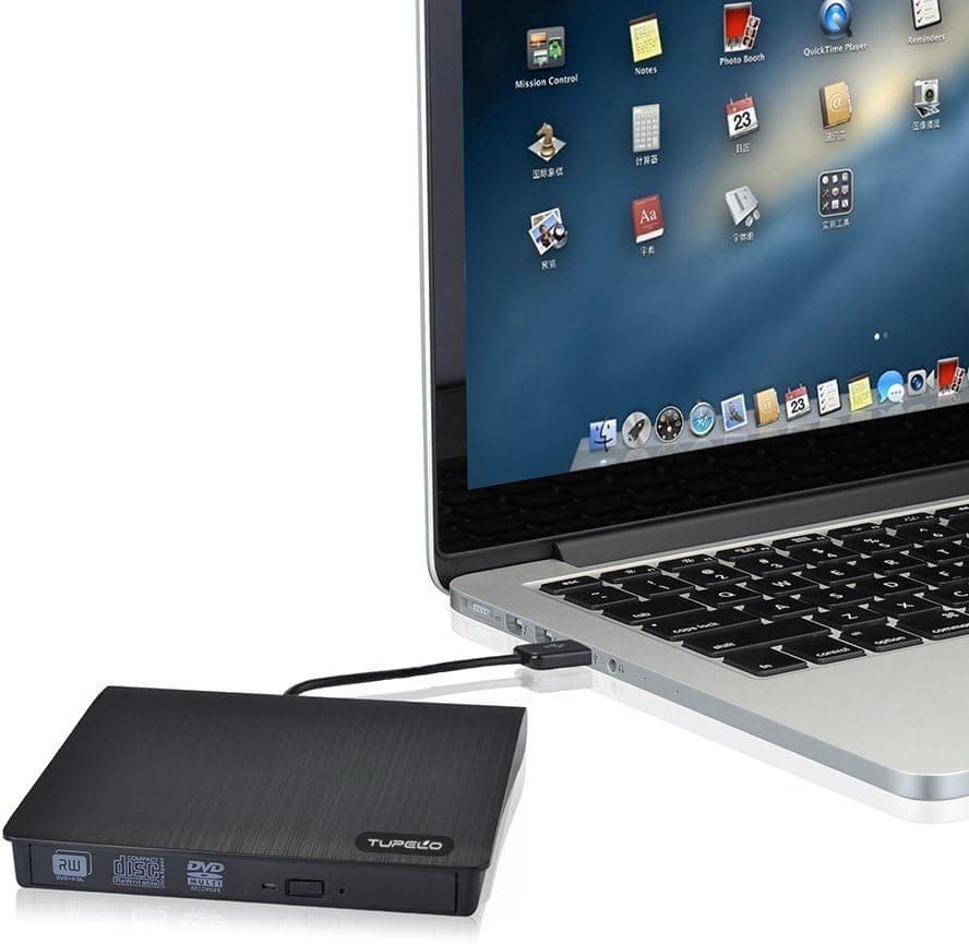 TUPELO USB External DVD CD Drive Burner Laptops Desktops and Notebooks (back-1)