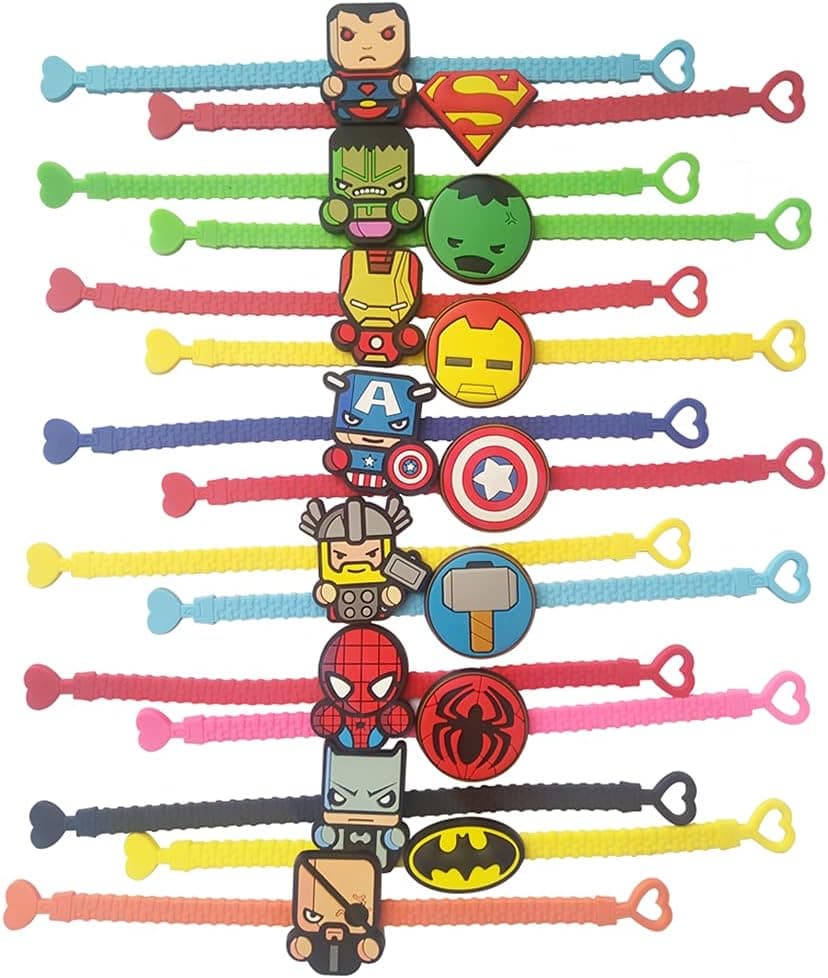 15 Pack Rubber Bracelets Wristband Bracelets for Birthday Party Supplies Favors Prize Rewards