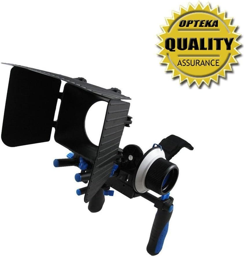 Opteka CXS-100 Dual Rig Kit with Shoulder Support, FF180 Reversible Follow Focus and MB360 Digital Matte Box for Digital SLR and Video Cameras