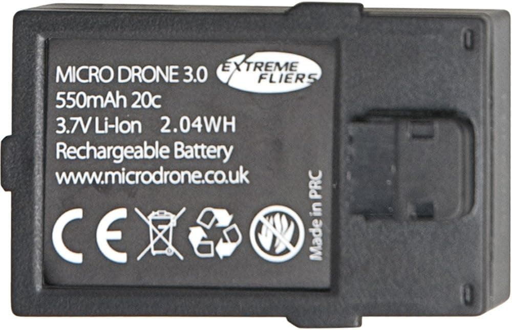 Extreme Fliers Spare Rechargeable Battery for Micro Drone 3.0, 550mAh 20c, 3.7v Li-Ion