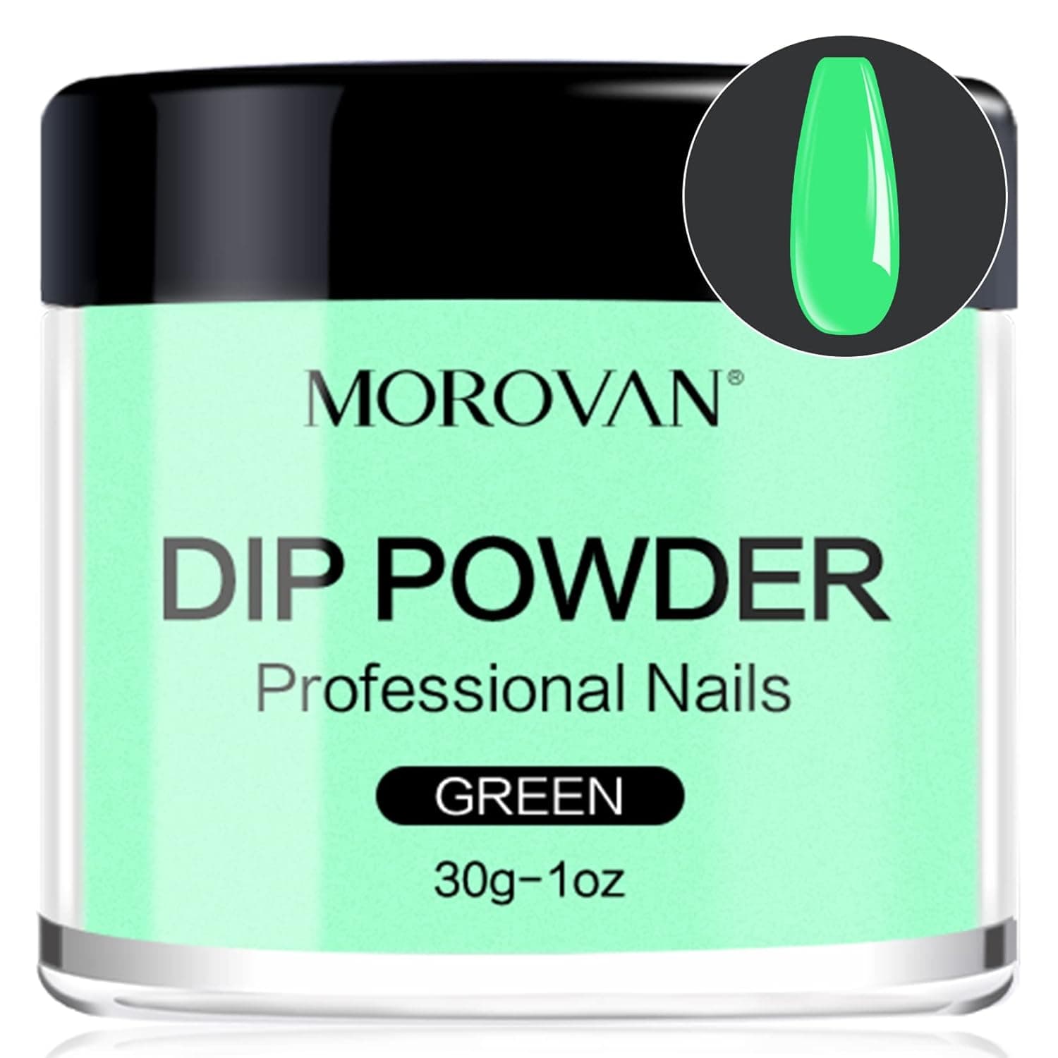 Morovan Dip Powder - Green Nail Dip Powder Dipping Powder Nail System For Beginners DIY Nail Art Home Salon Odor-Free Long-Lasting No Nail Lamp Needed 30g/1oz