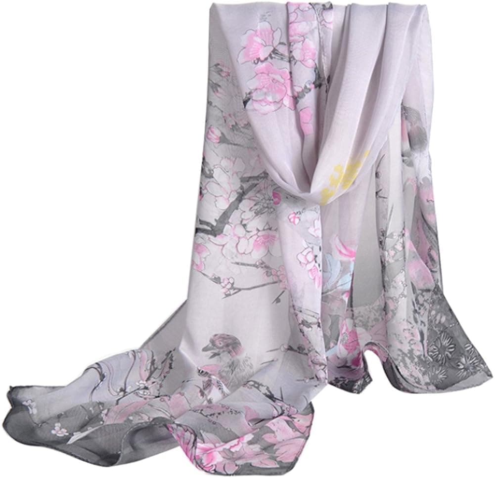 Meykiss Women's Butterfly Print Light Sheer Voile Scarves Wrap Shawl