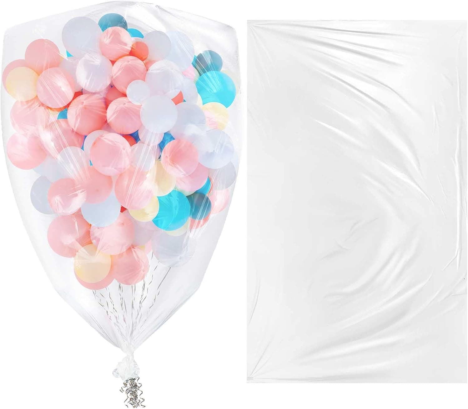 Large Balloon Bags for Transport 98.4 x 59.1 Inches Clear Balloon Drop Bag Plastic Bags for Balloons Big Balloon Carrying Bag Giant Storage Bags for Birthday Celebration Eve Party Supplies (2 Pcs)