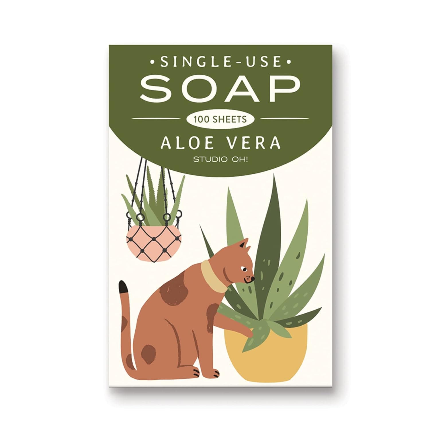 Studio Oh! Single-Use Soap Sheets 100-Count - Plant Addict - Portable Hand Washing Soap Sheets in Aloe Vera for On-the-Go Hand Cleaning - Add to Pocket, Purse, or Travel Bag