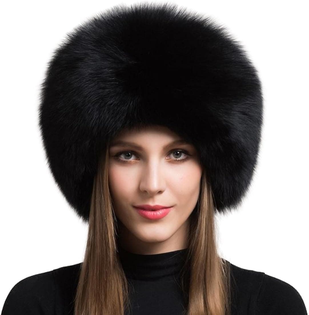 Women's Real Fox Fur Hat Winter Thick Fur Hat Natural Fur and Sheepskin Warm Hat