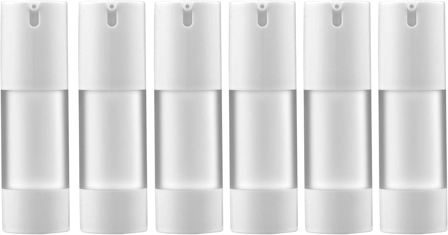 longway 1 Oz (30ML) Empty Refillable Airless Pump Bottle,Travel Foundation Containers,Airless Cosmetic Pump Bottle for Hand Sanitizer, Toner,Gel,Hair Oil, Lotion and Face Cream (Pack of 6, Frosted)