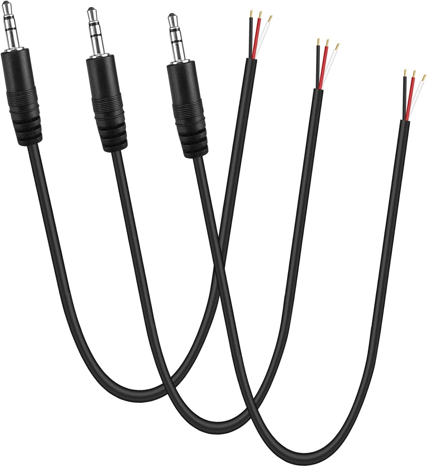 SIOCEN Replacement 3.5mm Male Plug to Bare Wire Open End TRS 3 Pole Stereo 1/8" 3.5mm Plug Jack Connector Audio Cable for Headphone Headset Earphone Microphone Cable Repair