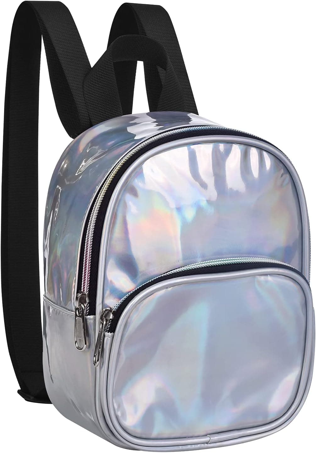 USPECLARE Women Casual Mini Backpack,PU Leather Travel Shopping Bags Daypacks for Work, Security Travel, Concert & Sport Even (Silver)