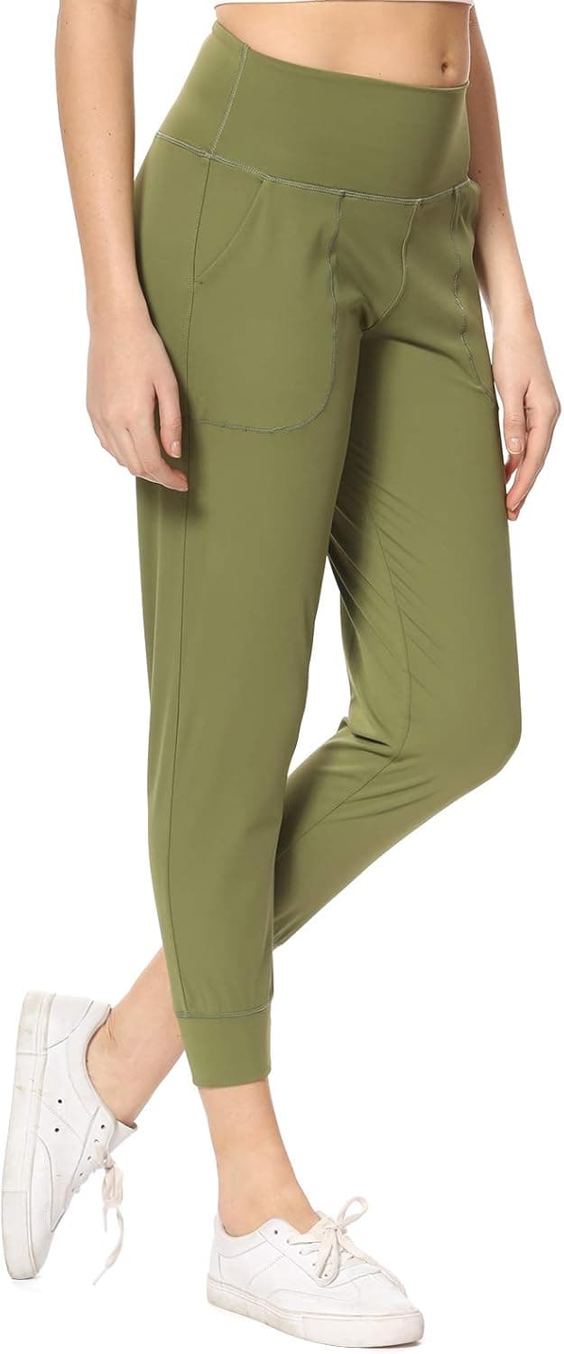 Ritiriko Women's Joggers with Pockets, High Waist Yoga Capri Pants for Running Workout Lounge