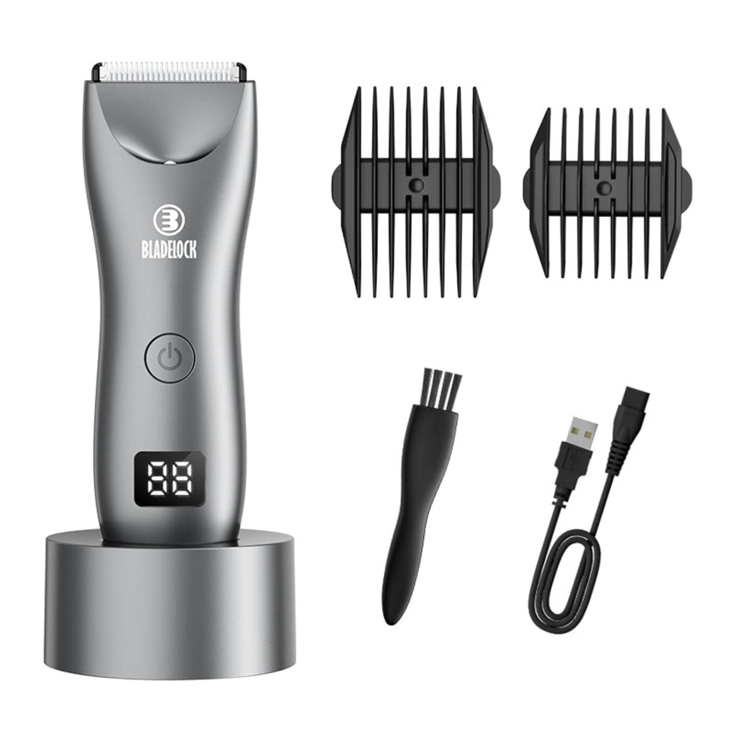Groin Body Hair Trimmer Ball Shaver for Men,Replaceable Ceramic Blade,Waterproof Pubic Hair Trimmer Low Noise Electric Razor with USB Recharge Dock