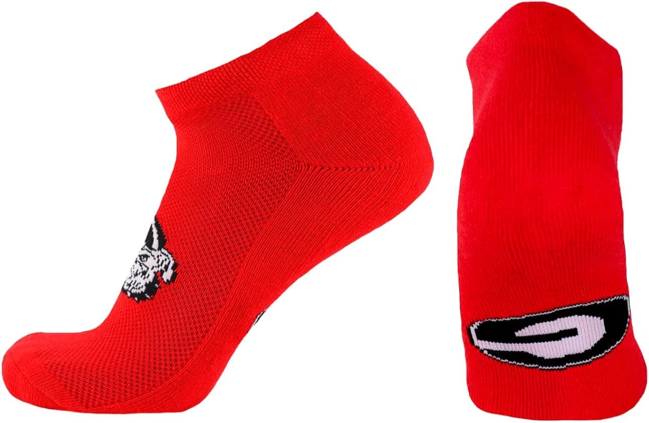 Donegal Bay Georgia Bulldogs Red No-Show Footies, One Size, Red