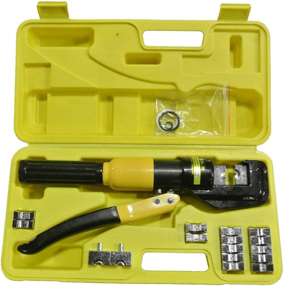 10 Ton Hydraulic Wire Battery Cable Lug Terminal Crimper Crimping Tool w/ Case