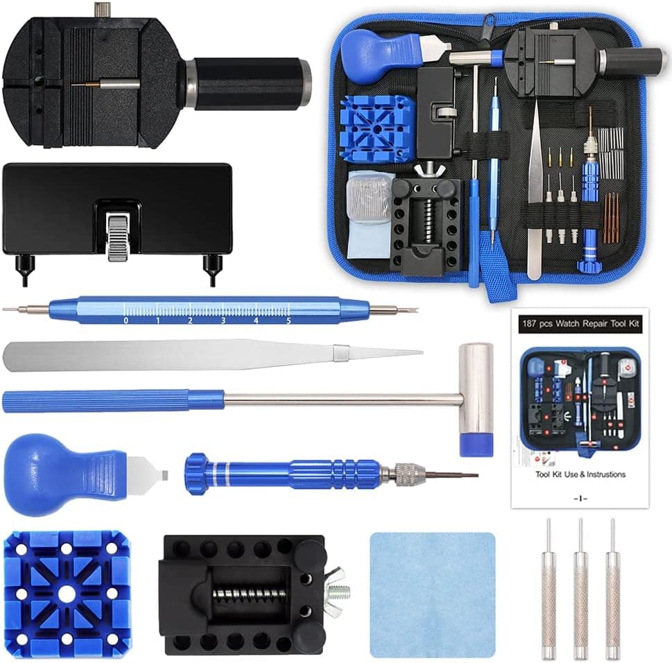 Watch Repair Kit, GLDCAPA Watch Battery Replacement Tool Kit, Watch Repair Tools with Carrying Case, Watch Case Opener Spring Bar Tools, Watch Link Removal Tool Kit Watch Band Tool Set