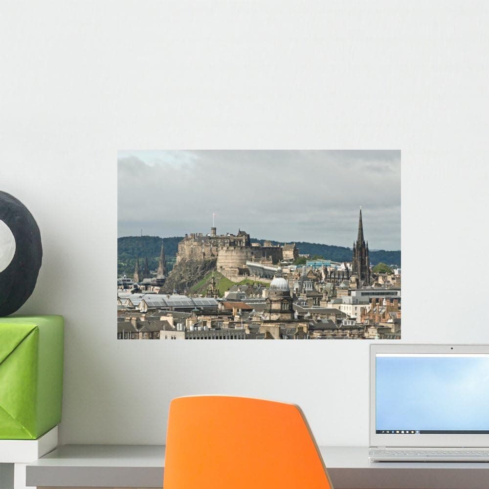 Wallmonkeys WM216716 Edinburgh Castle City Skyline Peel and Stick Wall Decals (18 in W x 12 in H), Small