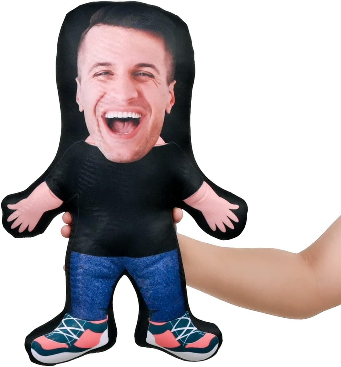 Funny Mini Me Human Doll Pillows with Your Face | Custom Photo Pillow Male Cartoon Character with Your Picture | Hilarious Plush Pillow and Personalized Plushies Stuffed Doll Photo Gift