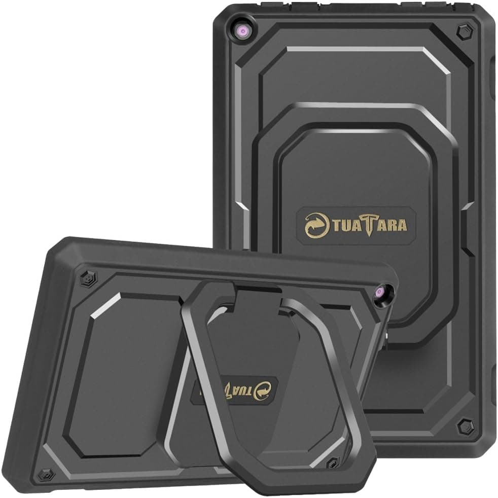 Fintie Shockproof Case for Amazon Fire HD 8 Tablets (7th and 8th Generation, 2017 and 2018 Releases) - [Tuatara Magic Ring] [360 Rotating] Multi-Functional Grip Stand Carry Cover, Black