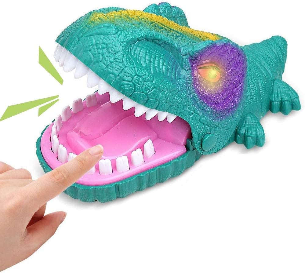 Snappy Dinosaur Dentist Classic Bite Finger Game Dino Toy Funny Family Party Tabletop Board Game with LED Light and Sound