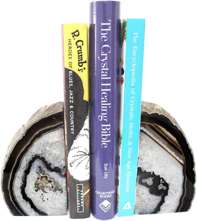 Black Agate Bookend Pair - 1 to 3 lb - Geode Bookend with Rock Paradise Exclusive COA
