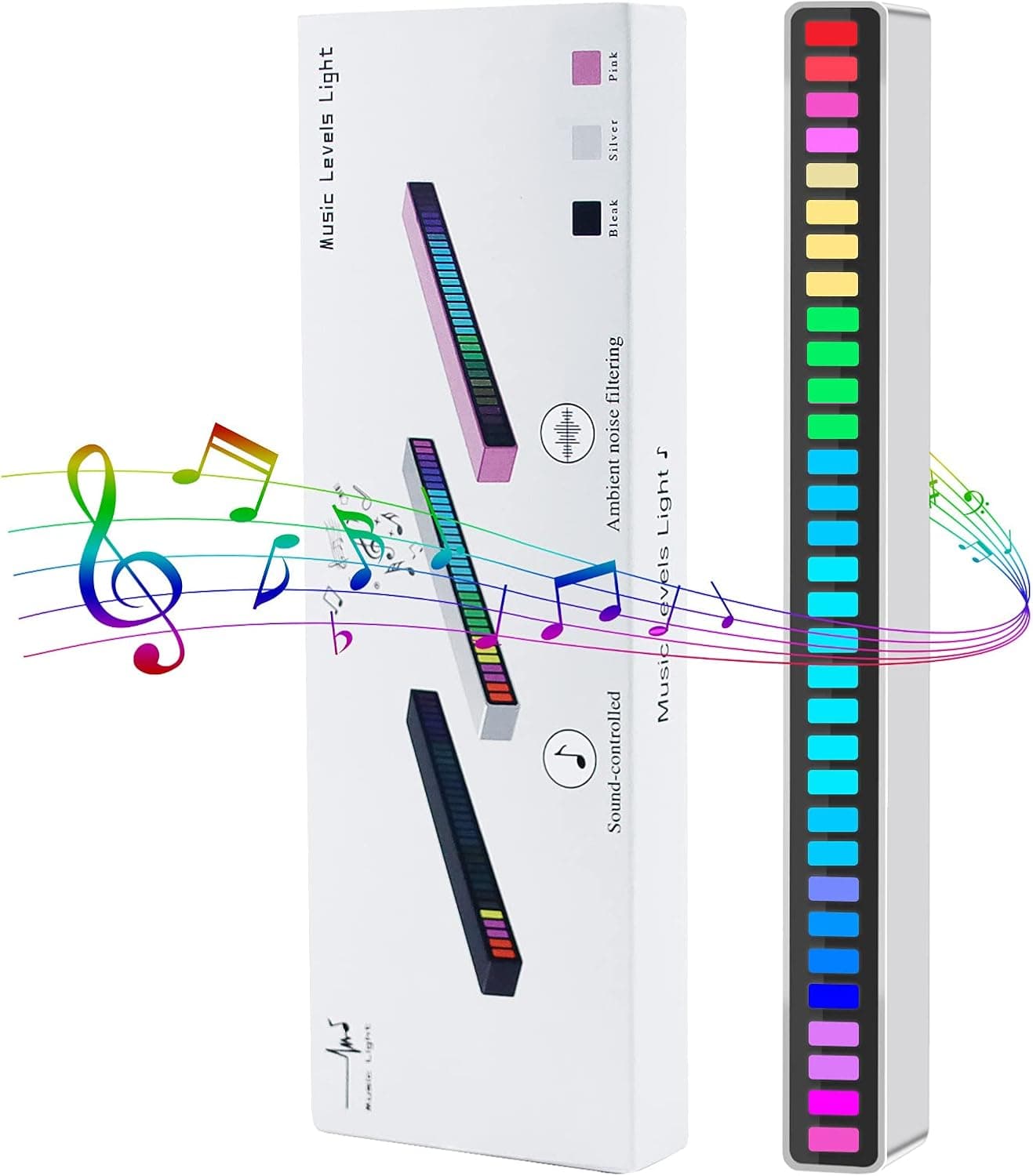 Sonvicty Led RGB Light Bar, 32 Bit RGB Music Level Indicator Light USB Charge, Voice-Activated Pickup Rhythm Led Lights for Gaming Room, Car, Music Keyboard