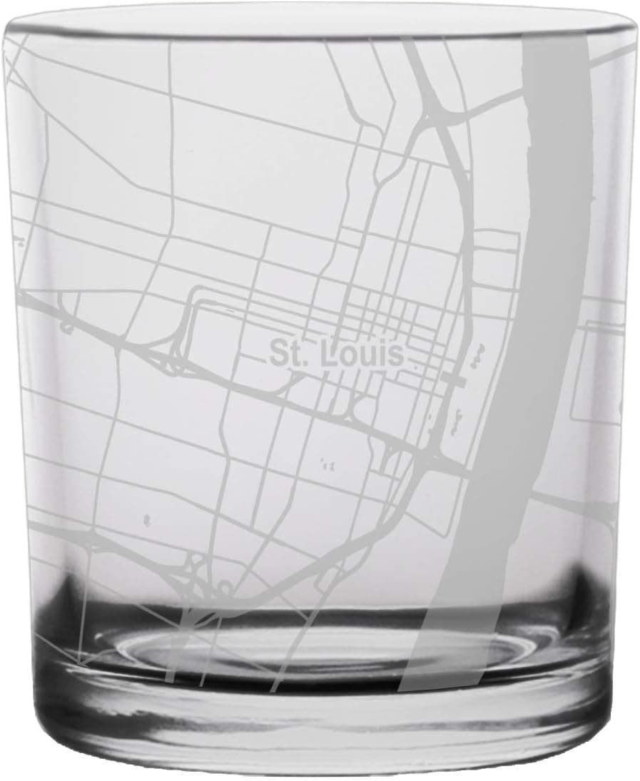 St. Louis City Map Whiskey Glass Missouri