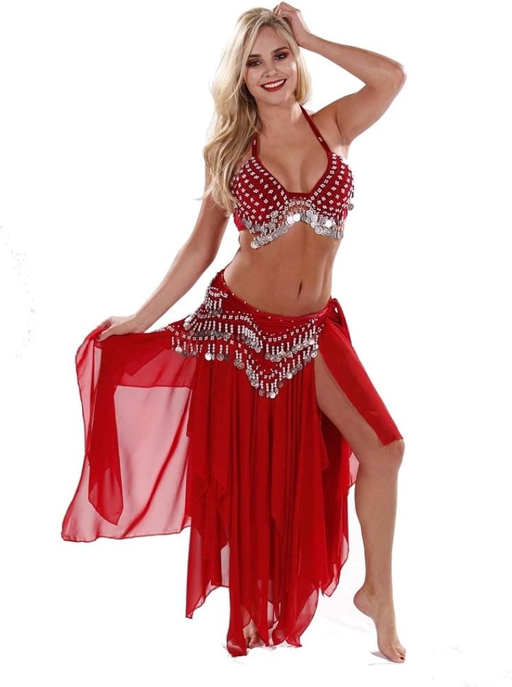 Belly Dance Velvet Bra, Skirt and Hip Scarf Costume Set | Tribal Tribute