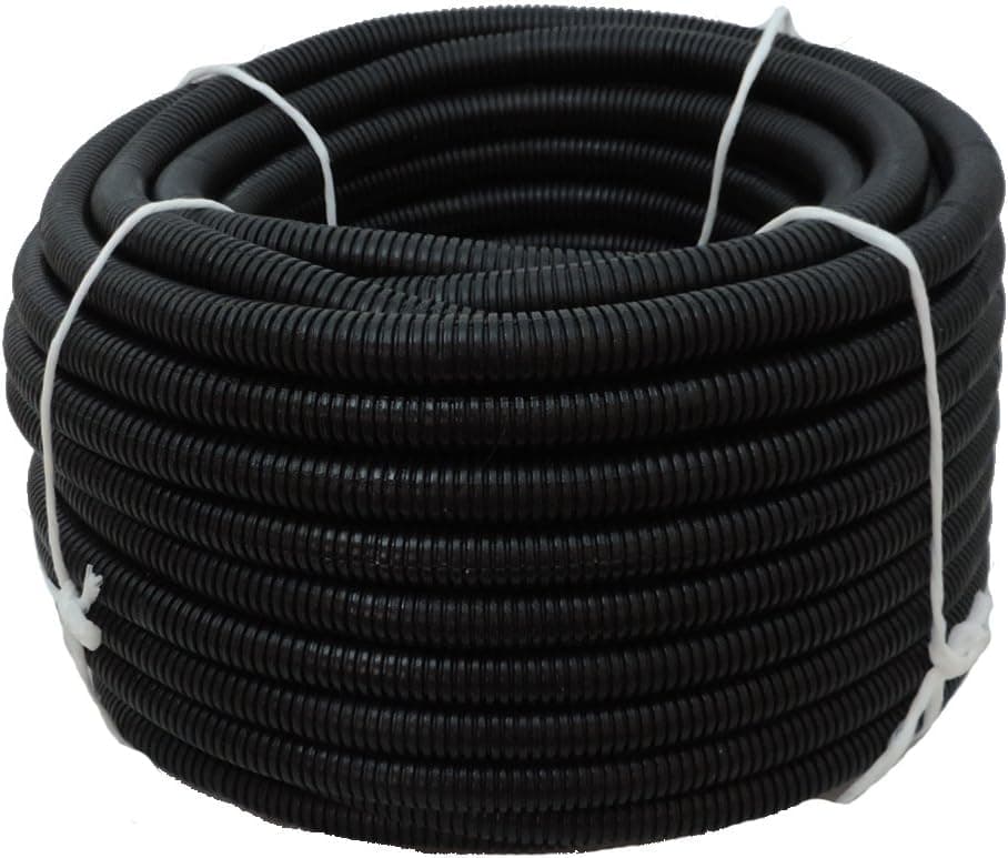(1/2" Dia. x 50 ft, Black) HydroMaxx Flexible Polyethylene LDPE NON-Split Corrugated Wire Loom Tubing